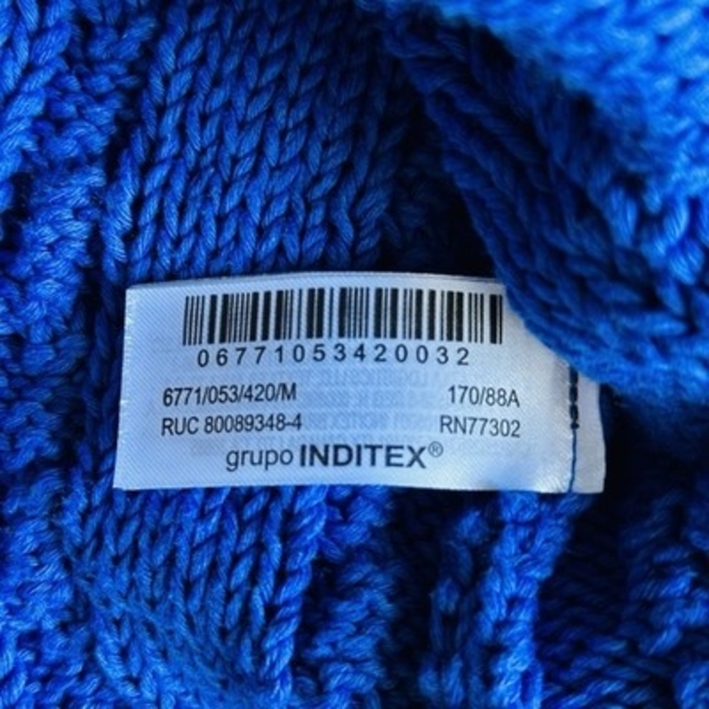 ZARA Vibrant Blue Cable Knit Button Up Cardigan Short Sleeve Womens M VG - Picture 8 of 8